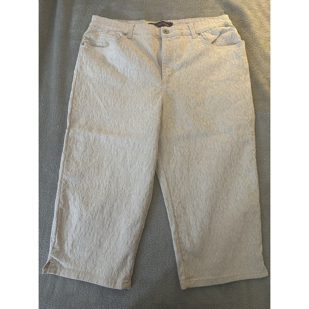 Gloria Vanderbilt Capri Pants Womens 18 Beige Amanda Stretch Casual